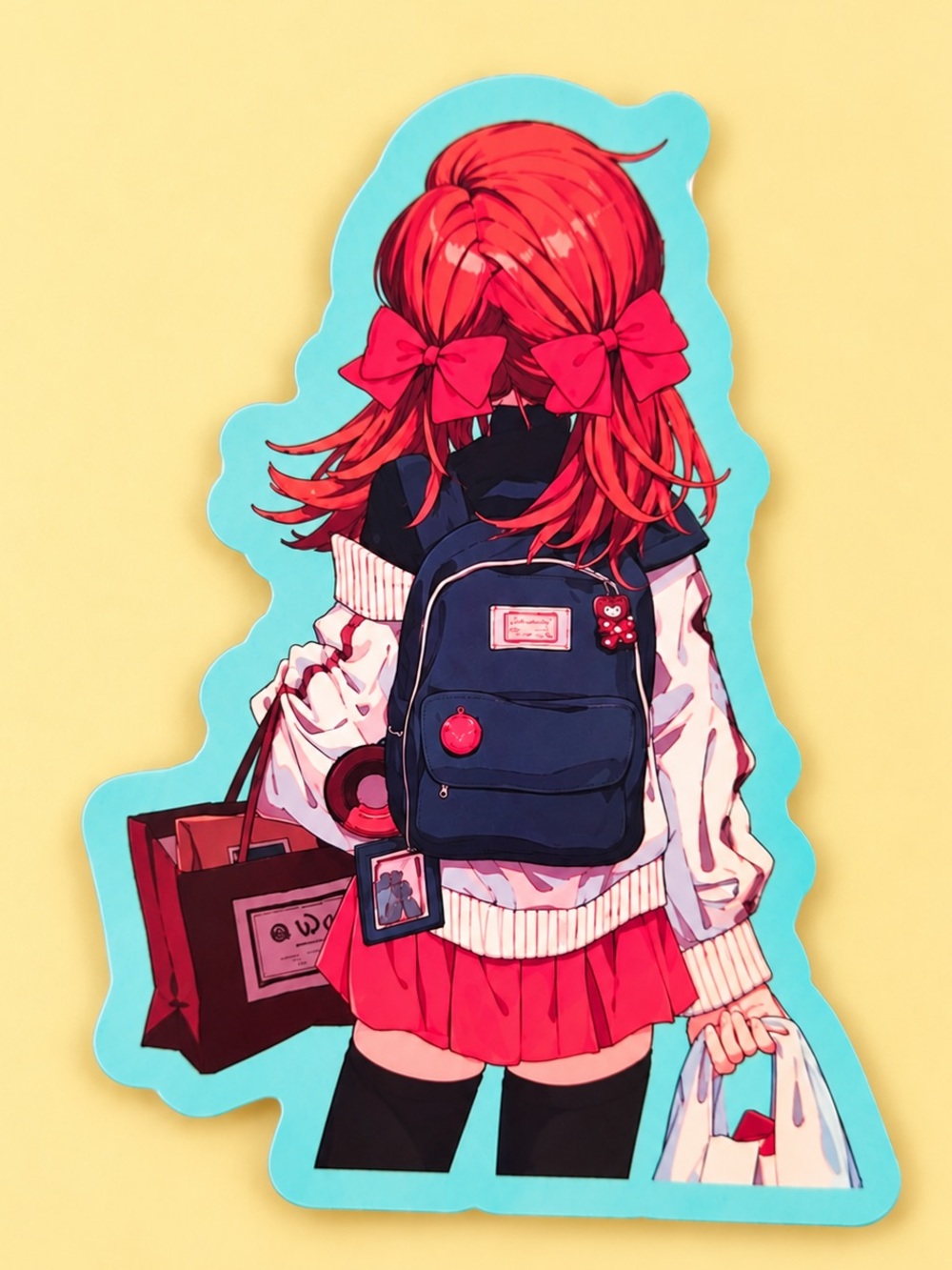 Red Hair Anime Girl Sticker | Kawaii Schoolgirl Vinyl Decal